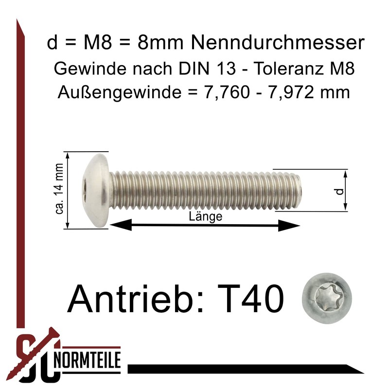 SC7380-1TX Rounded Head Screws with Hexalobular Socket (ISR) - M8