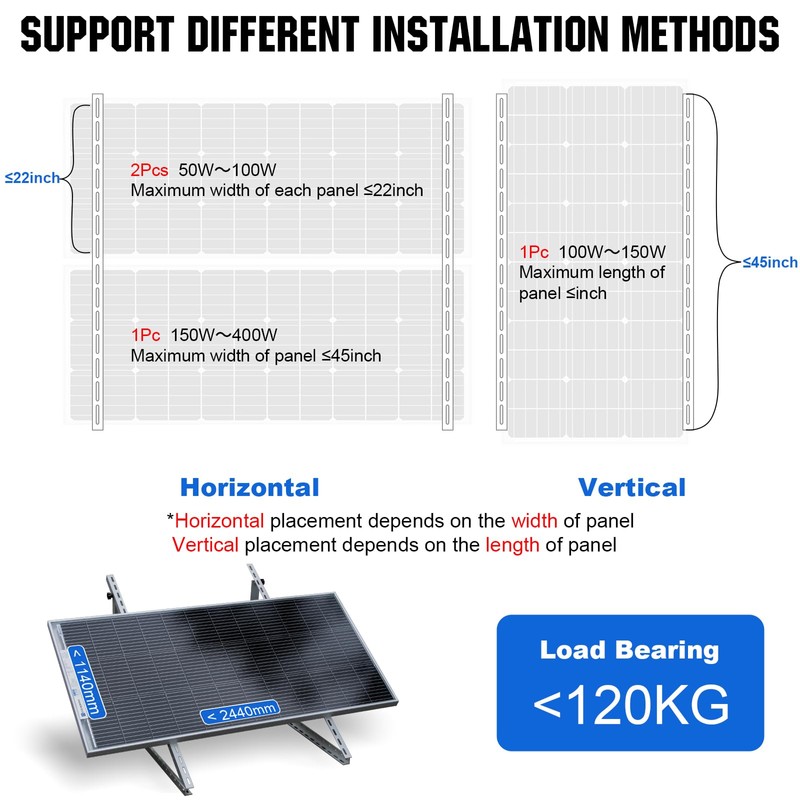 ECO-WORTHY Upgraded 45in Solar Panel Mount Brackets, with Foldable Tilt