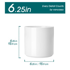 vancasso Ceramic Plant Pots, 6 Inch Planter Pot with Drainage Hole, Flower Pots for Indoor Outdoor Plants, White