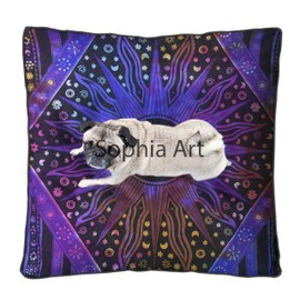 Sophia Art Indian Multi Elephant Mandala Floor Pillow Square Ottoman Pouf Daybed Oversized Cushion Cover Cotton Seating Ottoman Poufs Dogs/Pets Bed (Multi Burning Sun)