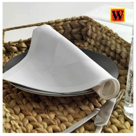 Westlane Linen 6 Pcs Satin Band napkins cloth cotton fabric Set | 56 x 56 cm | 100% Cotton Hotel White | Table Decor