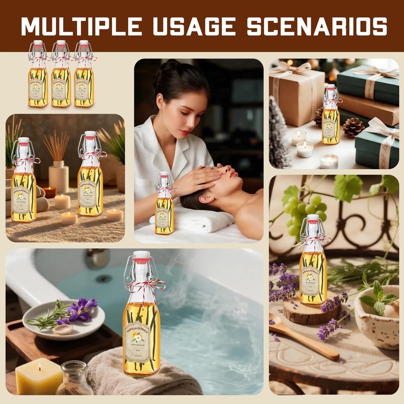 Fimyyao 10 Pack Swing Top Glass Vanilla Extract Bottles 8