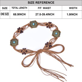 ILuvatar Women's tassel knotted belt Metal wide belt U11 Women's Bohemian Style Rope Braid Waist, Brown, 170CM