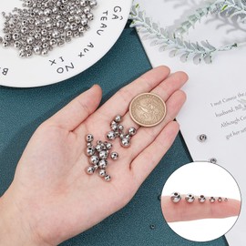 UNICRAFTALE 330pcs 6 Sizes Stainless Steel Beads 2-7mm in Diameter Small Hole Rondelle Beads Stainless Steel Color Smooth Seamless Beads Round Spacer Beads for Jewelry Making Stopper Beads