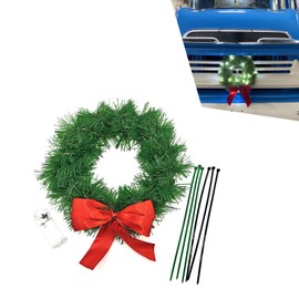 Dogary Christmas Wreath Set, Car Holiday Wreath with LED Lights, for Holiday Parties Front Grille Decoration, Universal for Most Vehicles (Multicolored)