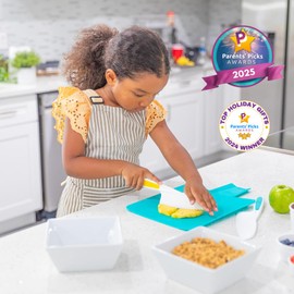 Tovla Jr. Knives for Kids 3-Piece Kitchen Cooking and Baking Knife Set: Montessori Children's Knives in 3 Sizes & Colors/Firm Grip, Serrated Edges, BPA-Free Kids' Toddler Knives (colors vary)