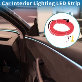 X AUTOHAUX 2m EL Wire Cable LED Glow String Light Car Interior Lighting Strip Flexible Neon Light for Car Decoration Wiring Driver(12v) Pink