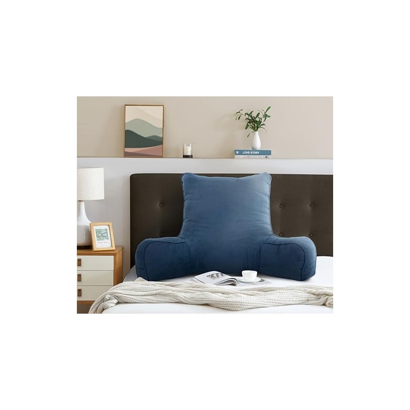 Arlee Suede Oversized Bedrest Lounge Pillow, Reading Pillow for Bed,