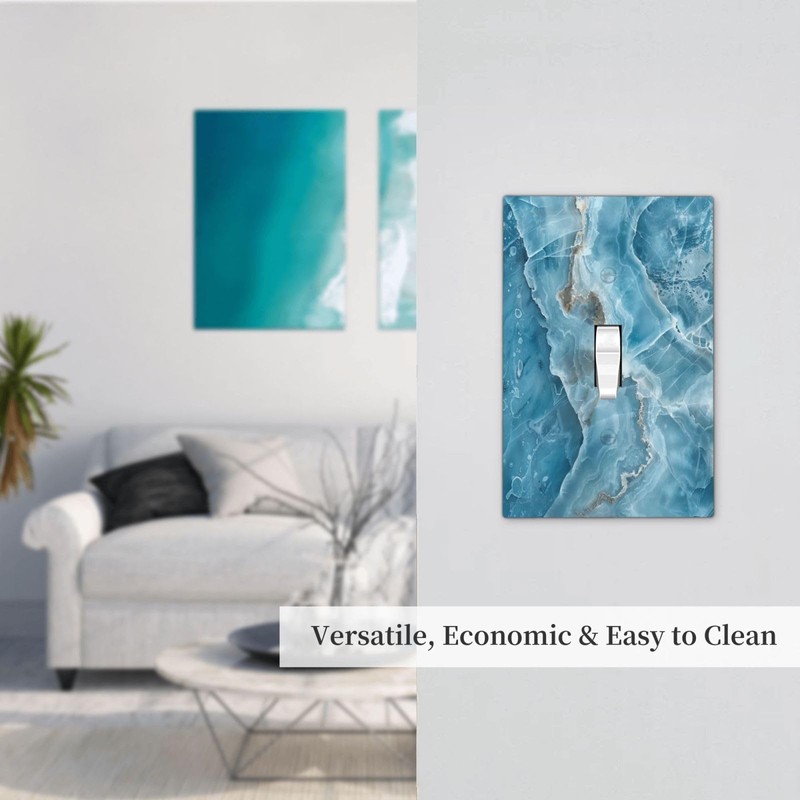OILbiexn Decorative Light Switch Cover Abstract Luxury Blue Gradient Marble