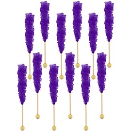 Rock Candy Lollipops Pops Candy Suckers, Color and Flavor Assortment, 6.5" (Grape, 12-Pack)