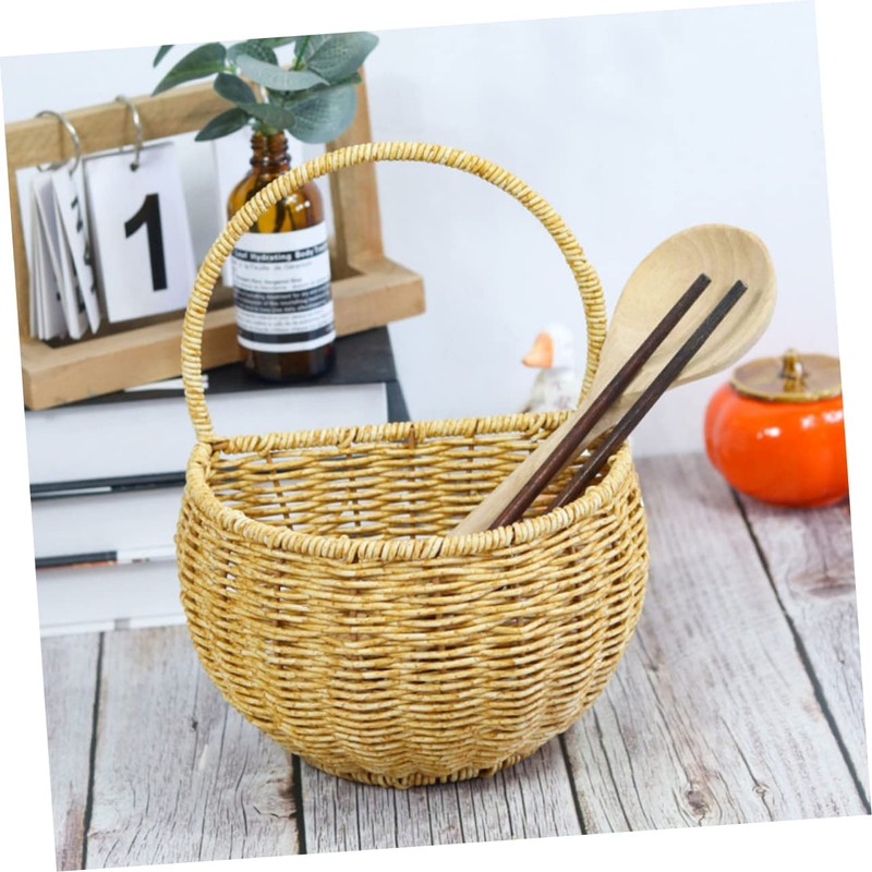 BUGUUYO Handwoven Wall Mounted Vegetable Basket Woven Holder for Kitchen