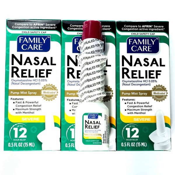 Nasal Relief Spray, Pump Mist, Anti-drip, Severe Congestion, (Oxymetazoline HCI
