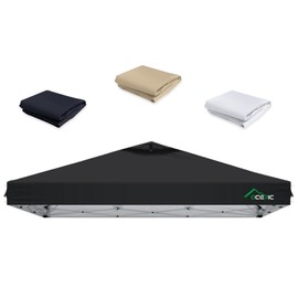 ACEPIC 10x10 Canopy Replacement Top Cover with Air Vent,UPF 50+ UV Protection,300D Silver-Coated Polyester PA Waterproof for Outdoor Garden Patio Canopies(Top Cover Only, Black)