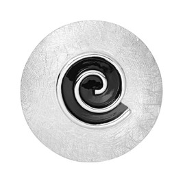Vinani Pendant Curved Brushed Spiral Black Enamelled 925 Sterling Silver -EZ, Sterling Silver, No Gemstone