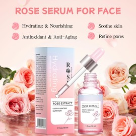 Rose Serum for Face - Face Serum for Women - Anti-Aging Hydrating Se rum - Facial Se rum with Rose Extract, Deep Hydration & Nourishment, Smooth Skin, Refine Pores, Rose Oil