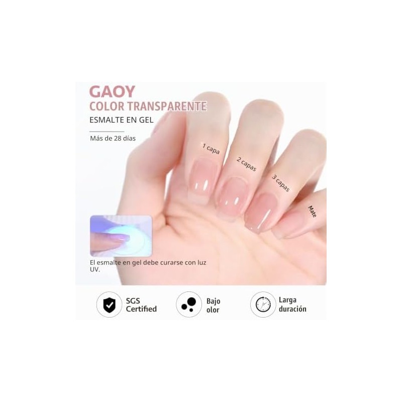 GAOY- Esmalte de uñas en gel Jelly Nude, esmalte en