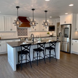 TENGIANTS Moravian Star Light Modern Black Pendant Lights Clear Glass Light 19 Inches Hanging Lights for Bedroom Kitchen Island