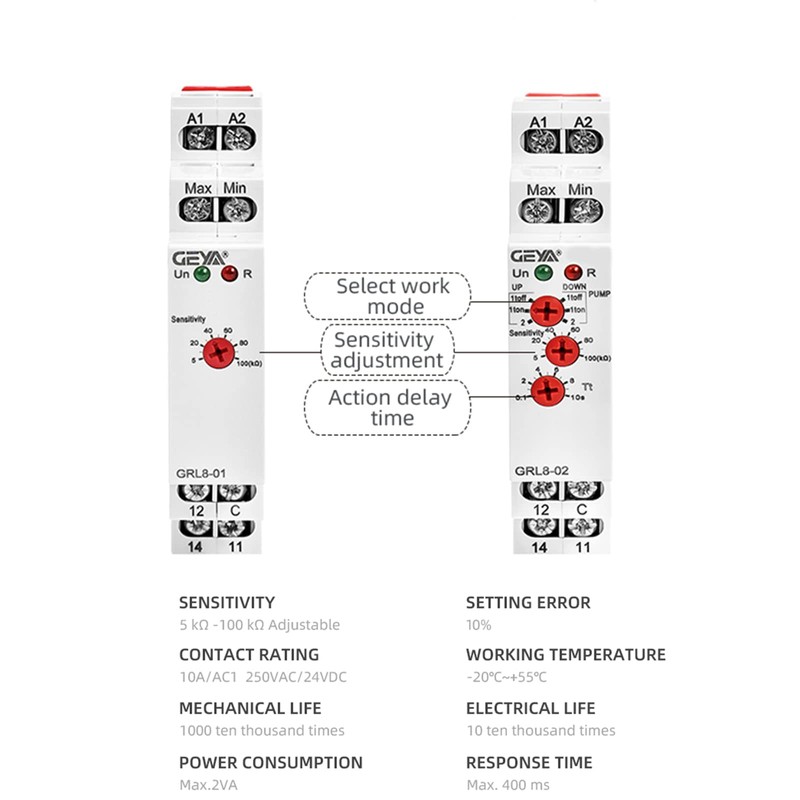 GEYA 2 Level Control Mode 1SPDT Liquid Timer Control Relay