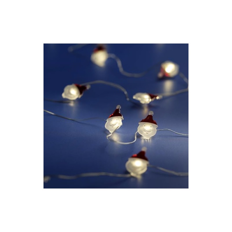 Lumineo 20 Micro-LED Warm White Santa Lights on Silver Wire,