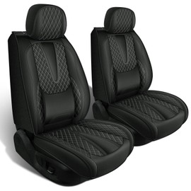 RAWAKORW Fit for Jeep Grand Cherokee 2005-2025 2026 Seat Covers, Waterproof Leather Car Seat Covers, Scratch-Resistant, Easy to Install, Custom Fit with Lumbar Support (2 Front, Black)