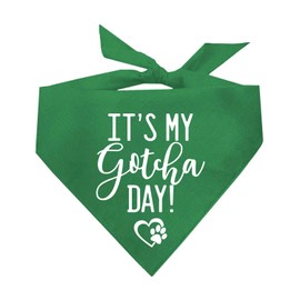 It's My Gotcha Day Dog Bandana| 100% Cotton Adjustable Triangle | Made in USA | Adoption Event Prop Photoshoot | Rescue | Green One Size (163)