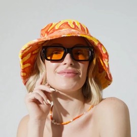 Vintage Rectangle Thick Frame Sunglasses for Women Men High-End Luxury Unique Design Fashion Sun Glasses UV400(Black/Orange)