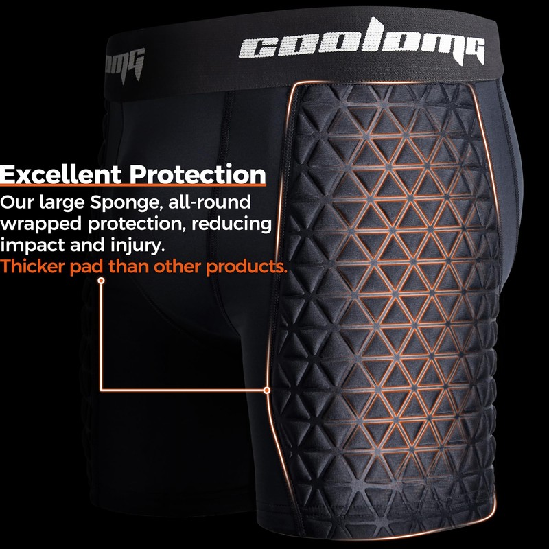 COOLOMG Mens Padded Baseball Sliding Shorts with Groin Cup Athletic