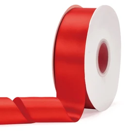 Ewaymado Cinta de satén de doble cara de color rojo caliente de 1-1/2 pulgadas x 50 yardas, cintas de tela perfectas para decoración de bodas y fiestas, envoltura de regalos, costura, manualidades
