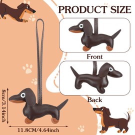 DSLSQD Dachshund Keyring, Dog Keyring, Dachshund Pendant, Leather Lucky Charm Dachshund Keychain, Leather Animal Keyring, Dachshund Gifts for Favourite Person, Women, Men, Brown, brown