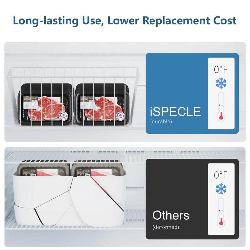 iSPECLE Freezer Organizer Bins - 4 Pack Upright Freezer Baskets