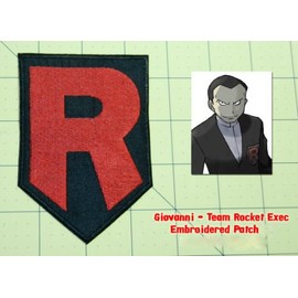 Team Rocket R Black Embroidered Iron on Sew on Patch 4"