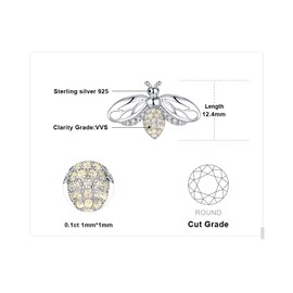 JewelryPalace Golden Cubic Zirconia Hollow Wing Honey Bee Pendant Necklace 925 Sterling Silver 18 Inches Box Chain