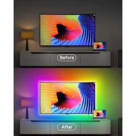Daymeet LED Strip for TV, 5 m LED TV Backlight for 55 to 85 Inch TV PC Monitor LED Strip, RGBIC Colour Changing USB Music Sync Controllable via App LED TV Lighting