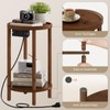 HOOBRO Small Round Side Table with Charging Station, 2-Tier Round
