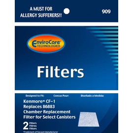 EnviroCare Premium Replacement Vacuum Cleaner Filters made to fit Kenmore Sears Progressive CF1, Progressive & Whispertone, Panasonic Vacuum Cleaners, 86883, 86880, 20-86883, 2 filters