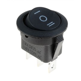 Black On/Off/On Round Latching 20mm Rocker Switch SPDT 3 Position