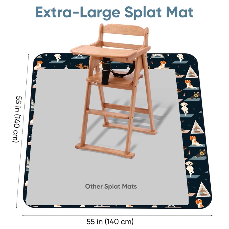 55"x55"Jumbo Thick 4-Layer Baby Splat Mat for Under High Chair,