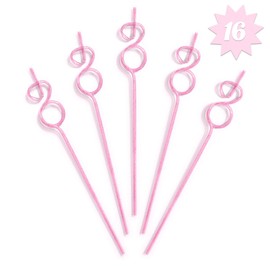 xo, Fetti Ring Reusable Pink Glitter Straw Set - 16 pc | Bachelorette Decorations, Bride To Be Drinkware, Bridal Shower Party, Engagement Favors, Cute Bach Cocktail Supplies
