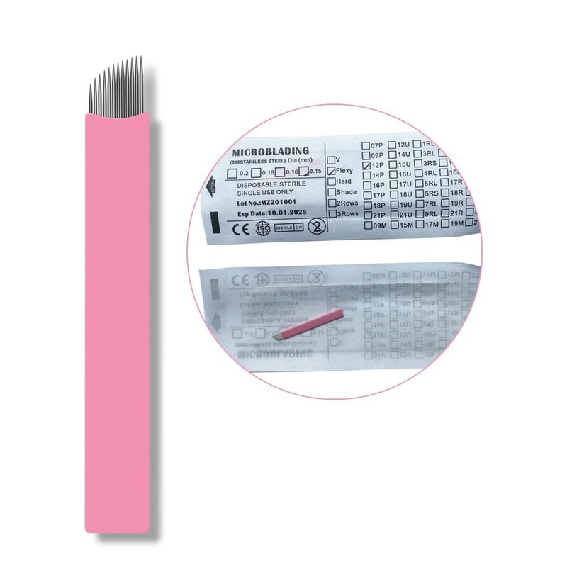 Pack of 30 Nano Microblading Needles 0.15 mm Pink Nano