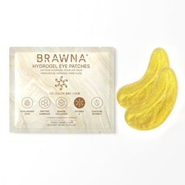 BRAWNA UnderEye Patches – Hydrogel Masks with Vitamin C, Caffeine & Collagen – For Dark Circles, Puffy Eyes, Wrinkles & Tired Skin – 24K Gold Skincare – 24 Pairs