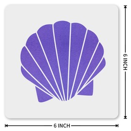 MAGJUCHE Sea Shell Stencil 6 Inches, Reusable Mermaid Seashell Stencil for Painting DIY Crafts Decor
