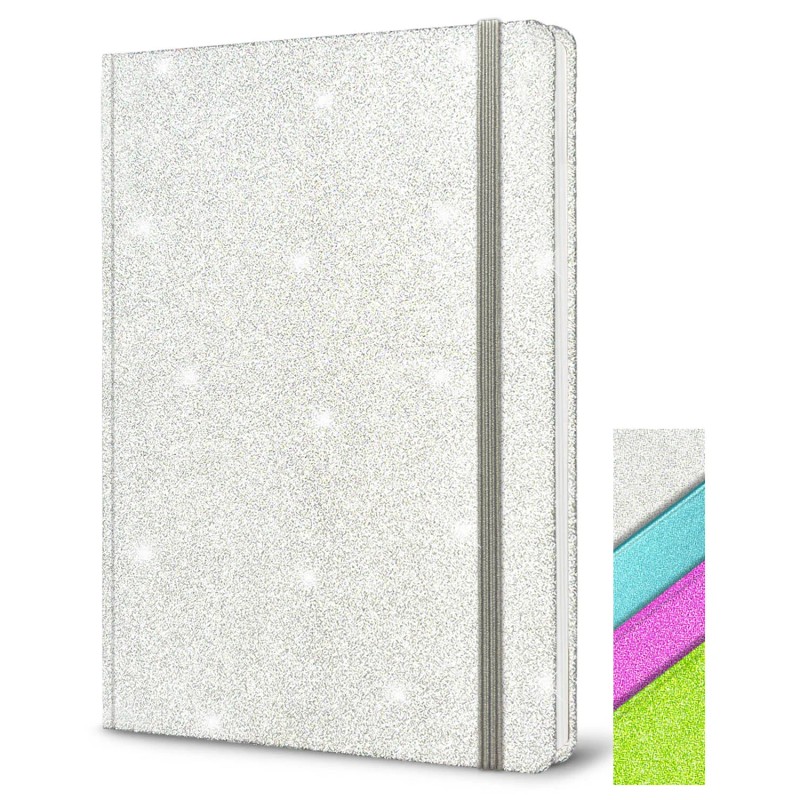 Silver Glitter Notebook Sparkle Journal for Girls A5 Hardcover Notebooks
