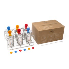 ecozoi Stainless Steel Popsicle Molds, 6 Ice Popsicle Makers, 6 Stainless Steel Sticks, 12 Silicone Seals and 1 Coconut Cleaning Brush, Eco Popsicle Molds for Kids and Adults, 4 oz Per Mold (Round)