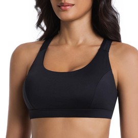 Betaven Sports Bra for Women Medium-High Support Criss-Cross Back Strappy Padded Sports Bras Supportive Workout Tops,Black,X-Large