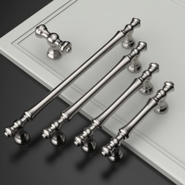 Amerdeco 10 Pack Brushed Satin Nickel Cabinet Pulls 5 Inch(128mm) Hole Center Cabinet Hardware Kitchen Cabinet Handles for Bathroom Drawer Pulls Dresser Pulls ZH0014