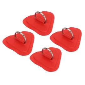 SPYMINNPOO Pack of 4 D Ring Patches, Stainless Steel D Ring Pad Accessories for Inflatable Boats, Kayaks, Surfboard, Paddle Board, Dinghy, SUP (Red)