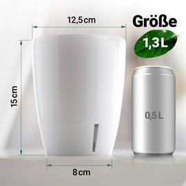 Happy Plants Orchid Pot D 12.5 cm Flower Pot with Integrated Water Level Indicator, Self-Watering Flower Pot with Wick, Self-Watering System for Orchids - Transparent, 1.3 Litres