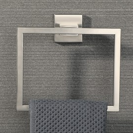 Sayayo Hand Towel Holder Towel Ring Square Towel Rail Wall Mounted for Bathroom Kitchen, SUS304 Stainless Steel Brushed Nickel Modern Square Design, EGK8009