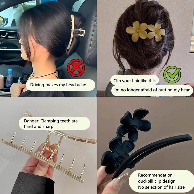 6pcs Flat Hair Claw Clips, Duckbill Hair Clips, Strong Hold