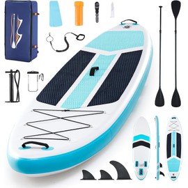Portable Inflatable Stand Up Paddle Board (SUP) for Adults and Youths with EVA Non-Slip Deck – Complete Accessories Kit, Perfect for Fishing, Yoga, Fitness & Family Fun